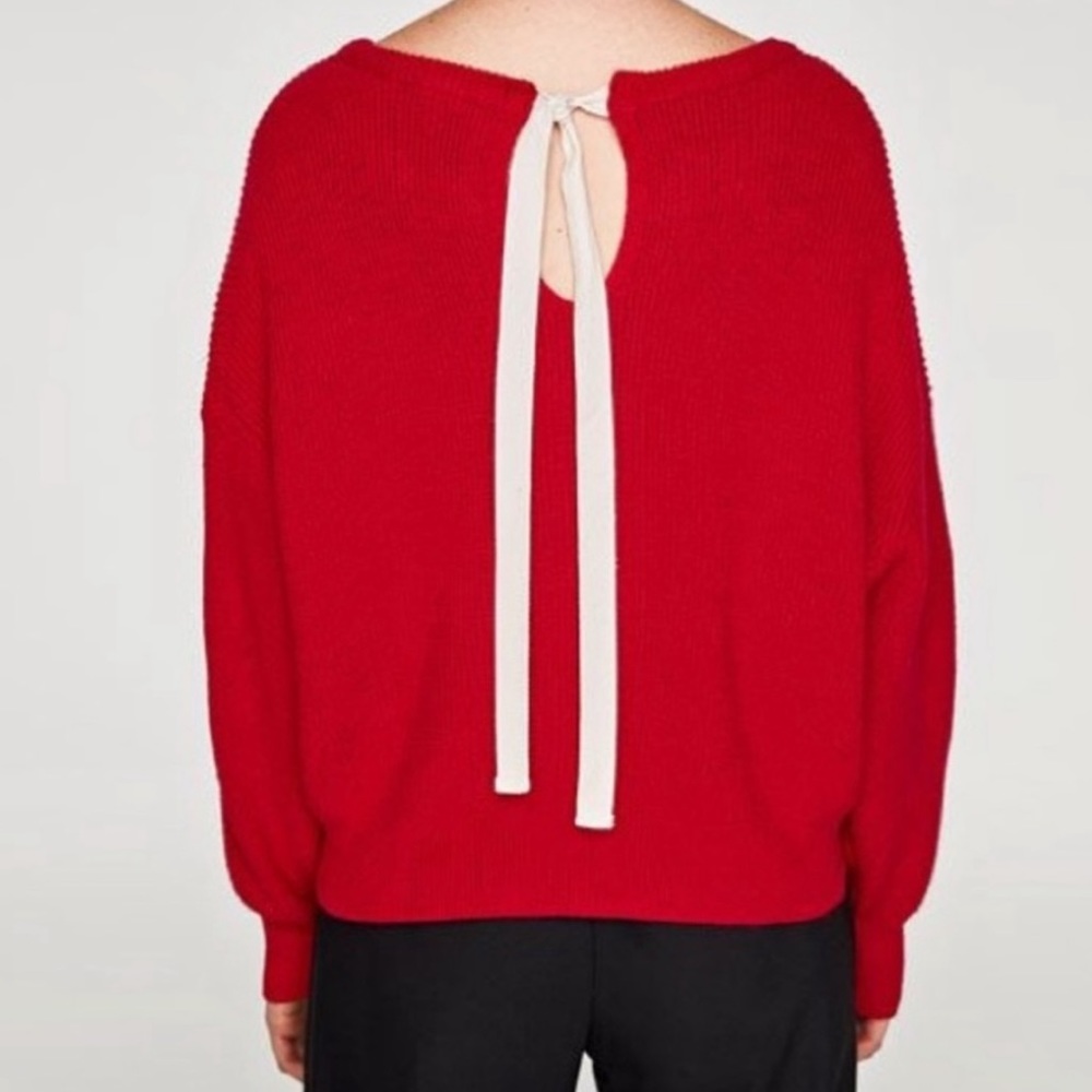 Red Tie-Back Women’s Sweater